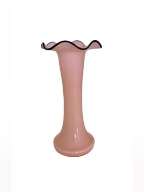 Vintage Czechoslovakia Signed 8” Ruffle Glass Vase